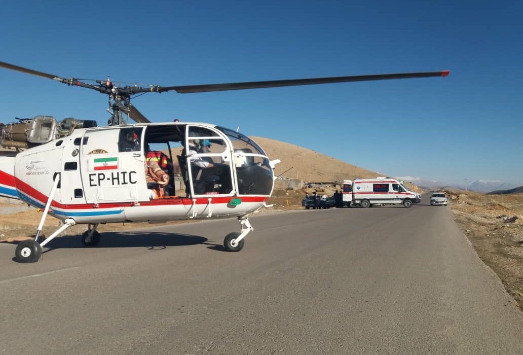 نجات جان مصدوم ۴۱ ساله با بالگرد اورژانس ۱۱۵ یاسوج